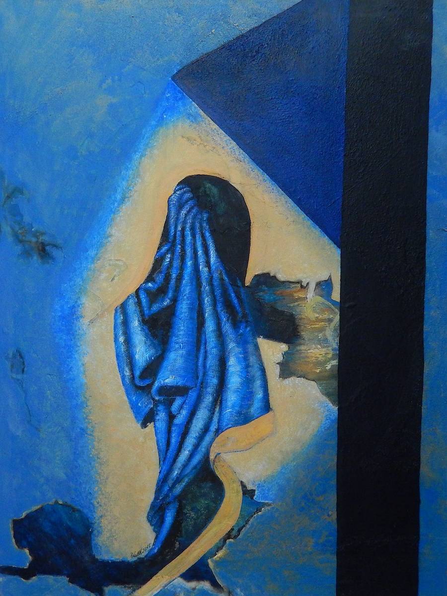 Das Tuch – von 2015 – Acryl auf Leinwand. 60 cm breit, 80 cm hoch