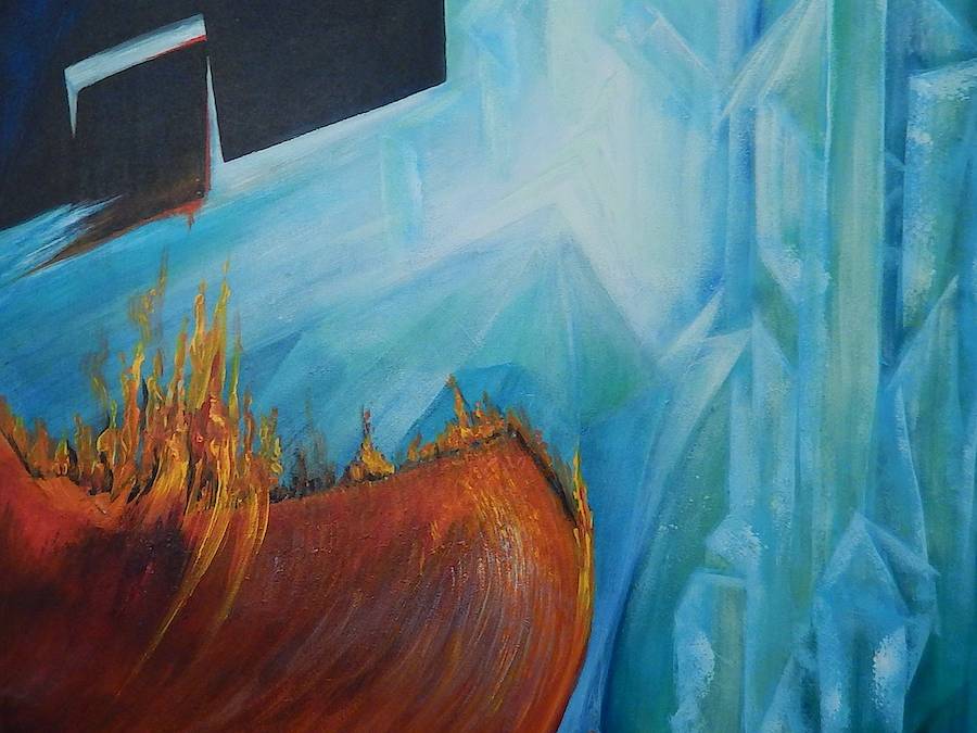 Feuer und Eis – von 1995 – Acryl auf Leinwand. 60cm hoch 80 cm breit